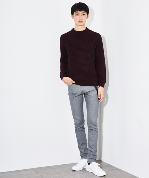 STUDIOUS(ステュディオス)の「リンクスジャガードニット(ニット/セーター・メンズ・ブラック/ワイン・1/2/3)」の8枚目の写真