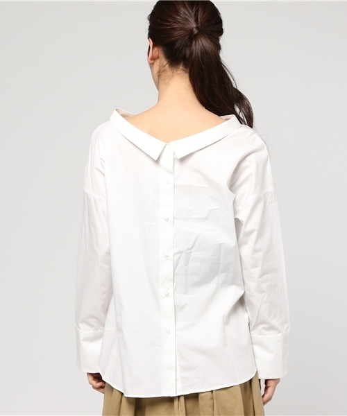 SHIPS（シップス）の「バックボタンビッグシャツ（シャツ/ブラウス・レディース・ベージュ/ライトホワイト/ピンク・ONE SIZE）」の6枚目の写真