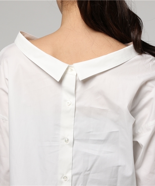 SHIPS（シップス）の「バックボタンビッグシャツ（シャツ/ブラウス・レディース・ベージュ/ライトホワイト/ピンク・ONE SIZE）」の8枚目の写真