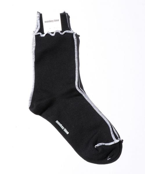 MONKEY TIME（モンキータイム）の「＜monkey time＞ LOCK SAWING SOCKS/ソックス（ソックス/靴下・メンズ・ホワイト/ブラック・FREE）」の2枚目の写真