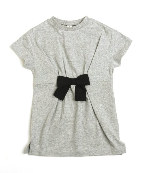 apres les cours（アプレレクール）の「Tシャツリボンワンピース（ワンピース・キッズ・グレー/ピンク/サックスブルー・80/90/100/120/110/130/140）」の2枚目の写真