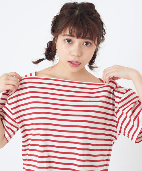 OLIVE des OLIVE（オリーブデオリーブ）の「ボーダースクエアネックT（Tシャツ/カットソー・レディース・レッド/ネイビー/ベージュ・FREE）」の13枚目の写真