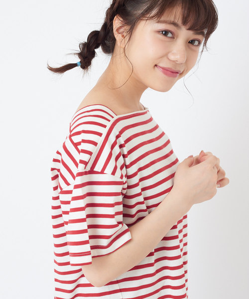 OLIVE des OLIVE（オリーブデオリーブ）の「ボーダースクエアネックT（Tシャツ/カットソー・レディース・レッド/ネイビー/ベージュ・FREE）」の12枚目の写真