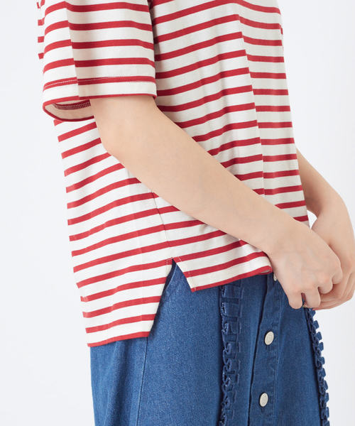 OLIVE des OLIVE（オリーブデオリーブ）の「ボーダースクエアネックT（Tシャツ/カットソー・レディース・レッド/ネイビー/ベージュ・FREE）」の11枚目の写真