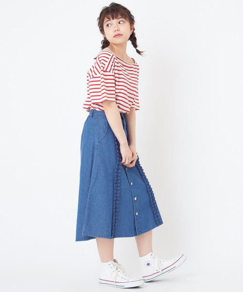 OLIVE des OLIVE（オリーブデオリーブ）の「ボーダースクエアネックT（Tシャツ/カットソー・レディース・レッド/ネイビー/ベージュ・FREE）」の10枚目の写真