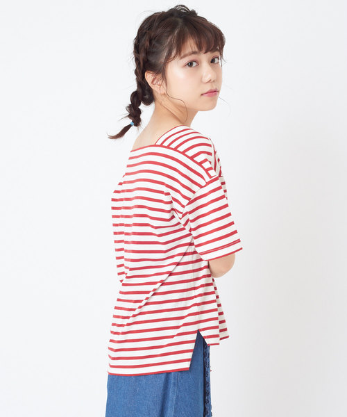 OLIVE des OLIVE（オリーブデオリーブ）の「ボーダースクエアネックT（Tシャツ/カットソー・レディース・レッド/ネイビー/ベージュ・FREE）」の8枚目の写真