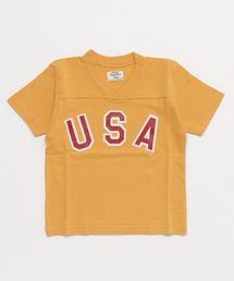Tシャツ/カットソー（オレンジ/橙色系・Vネック）ファッション