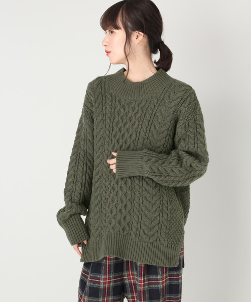 LOWRYS FARM（ローリーズファーム）の「３Ｇケーブルハイネック　805094（ニット/セーター・レディース・オフホワイト/ブラック/ベージュ/カーキ・MEDIUM/LARGE）」の20枚目の写真