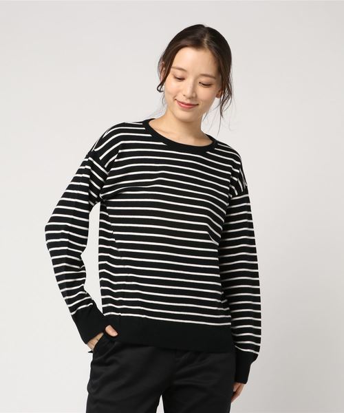 Petit Honfleur（プチオンフルール）の「クルーネックボーダーニットプルオーバー（ニット/セーター・レディース・ホワイト/ブラック/ベージュ・M size/L size）」の7枚目の写真