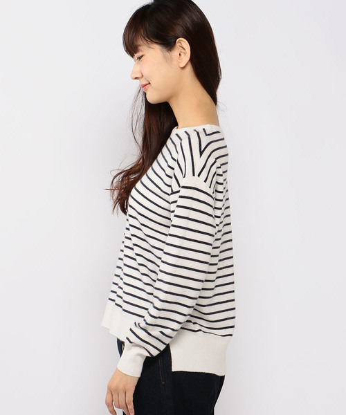 Petit Honfleur（プチオンフルール）の「クルーネックボーダーニットプルオーバー（ニット/セーター・レディース・ホワイト/ブラック/ベージュ・M size/L size）」の9枚目の写真