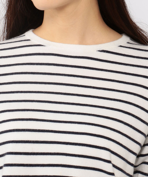 Petit Honfleur（プチオンフルール）の「クルーネックボーダーニットプルオーバー（ニット/セーター・レディース・ホワイト/ブラック/ベージュ・M size/L size）」の11枚目の写真