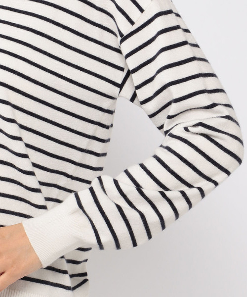 Petit Honfleur（プチオンフルール）の「クルーネックボーダーニットプルオーバー（ニット/セーター・レディース・ホワイト/ブラック/ベージュ・M size/L size）」の12枚目の写真