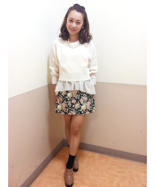 Chico（チコ）の「ゴブラン風ボックスSK（スカート・レディース・ブラック/ベージュ/ピンクベージュ・FREE）」の12枚目の写真