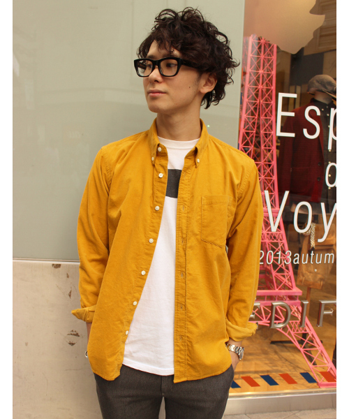 EDIFICE（エディフィス）の「◇コーデュロイボタンダウンシャツ（シャツ/ブラウス・メンズ・ホワイト/ライトグレー/ネイビー/ボルドー/マスタード・48/46/50/44）」の4枚目の写真