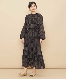 Adam Et Rope アダムエロペ の ミニフラワーボリュームスリーブワンピース ワンピース Wear