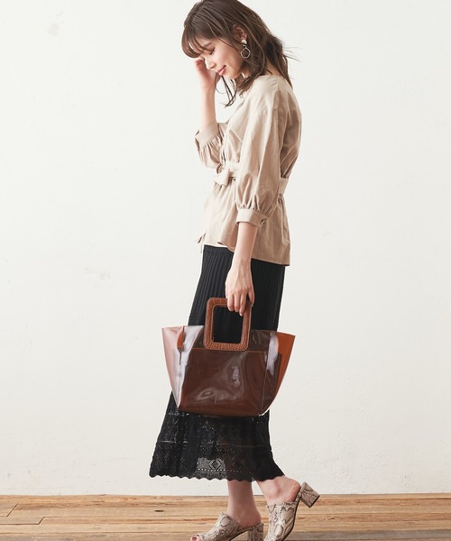 natural couture（ナチュラルクチュール）の「透かし柄ロングフレアスカート（スカート・レディース・ブラック/ベージュ/オフホワイト/オレンジ・FREE）」の16枚目の写真