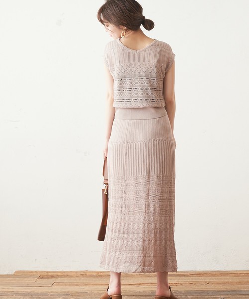 natural couture（ナチュラルクチュール）の「透かし柄ロングフレアスカート（スカート・レディース・ブラック/ベージュ/オフホワイト/オレンジ・FREE）」の11枚目の写真