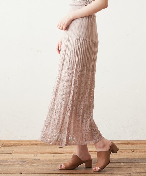 natural couture（ナチュラルクチュール）の「透かし柄ロングフレアスカート（スカート・レディース・ブラック/ベージュ/オフホワイト/オレンジ・FREE）」の19枚目の写真