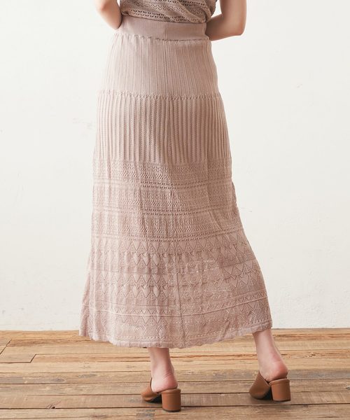 natural couture（ナチュラルクチュール）の「透かし柄ロングフレアスカート（スカート・レディース・ブラック/ベージュ/オフホワイト/オレンジ・FREE）」の10枚目の写真