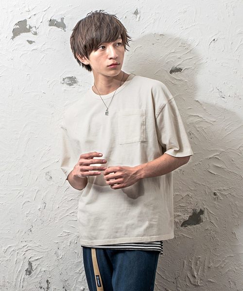 MinoriTY（マイノリティ）の「変な色ポケットビッグTシャツ（Tシャツ/カットソー・メンズ・ブルーグレー/ベージュ/ブルー系その他/ブラウン/グレー/マスタード/ピンク・L/M）」の5枚目の写真