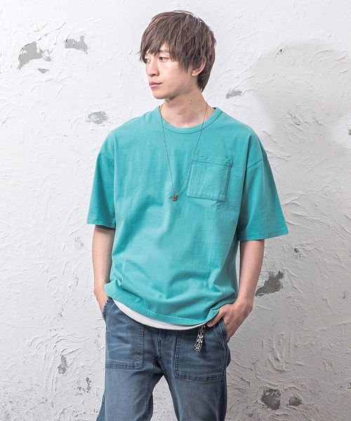 MinoriTY（マイノリティ）の「変な色ポケットビッグTシャツ（Tシャツ/カットソー・メンズ・ブルーグレー/ベージュ/ブルー系その他/ブラウン/グレー/マスタード/ピンク・L/M）」の6枚目の写真