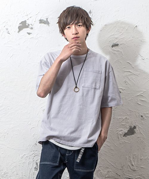 MinoriTY（マイノリティ）の「変な色ポケットビッグTシャツ（Tシャツ/カットソー・メンズ・ブルーグレー/ベージュ/ブルー系その他/ブラウン/グレー/マスタード/ピンク・L/M）」の2枚目の写真