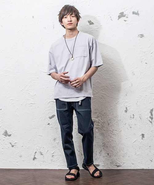 MinoriTY（マイノリティ）の「変な色ポケットビッグTシャツ（Tシャツ/カットソー・メンズ・ブルーグレー/ベージュ/ブルー系その他/ブラウン/グレー/マスタード/ピンク・L/M）」の8枚目の写真