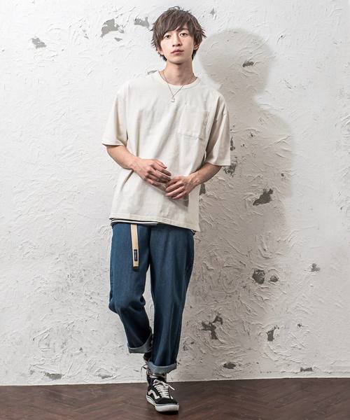 MinoriTY（マイノリティ）の「変な色ポケットビッグTシャツ（Tシャツ/カットソー・メンズ・ブルーグレー/ベージュ/ブルー系その他/ブラウン/グレー/マスタード/ピンク・L/M）」の11枚目の写真