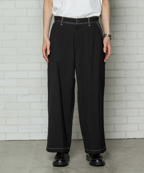 WEGO（ウィゴー）の「WEGO/【セットアップ対応商品】ステッチワイドパンツ（スラックス・メンズ・ブラック/ベージュ・MEDIUM/LARGE）」の12枚目の写真