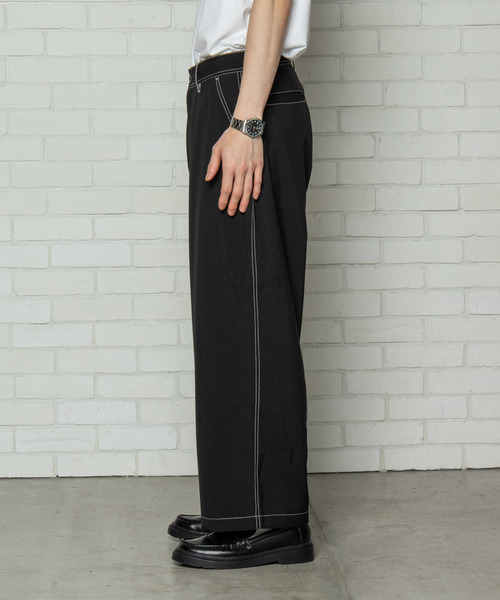 WEGO（ウィゴー）の「WEGO/【セットアップ対応商品】ステッチワイドパンツ（スラックス・メンズ・ブラック/ベージュ・MEDIUM/LARGE）」の13枚目の写真