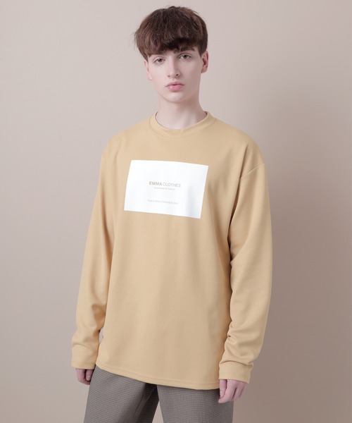 EMMA CLOTHES(エマクローズ)の「ポンチローマオーバーサイズロゴカットソー(EMMA CLOTHES)(Tシャツ/カットソー・メンズ・ブラック/オフホワイト/グレー系その他/チャコール/パープル/ベージュ・M/L/S/XL)」の5枚目の写真