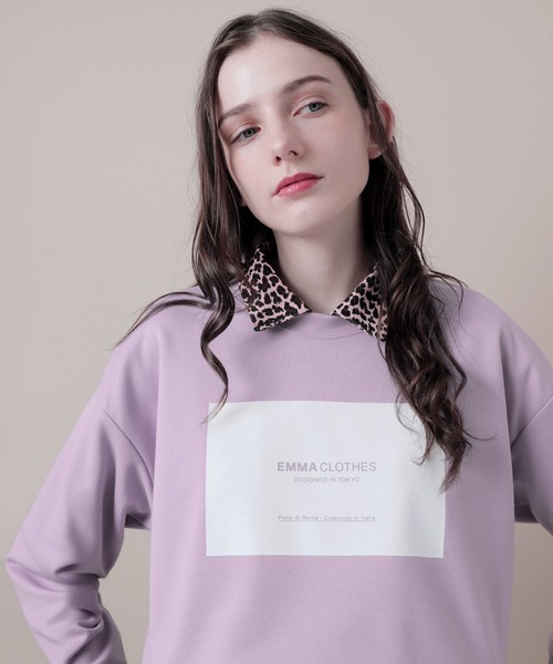 EMMA CLOTHES(エマクローズ)の「ポンチローマオーバーサイズロゴカットソー(EMMA CLOTHES)(Tシャツ/カットソー・メンズ・ブラック/オフホワイト/グレー系その他/チャコール/パープル/ベージュ・M/L/S/XL)」の6枚目の写真