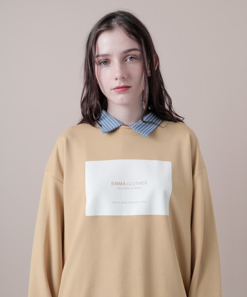 EMMA CLOTHES(エマクローズ)の「ポンチローマオーバーサイズロゴカットソー(EMMA CLOTHES)(Tシャツ/カットソー・メンズ・ブラック/オフホワイト/グレー系その他/チャコール/パープル/ベージュ・M/L/S/XL)」の13枚目の写真