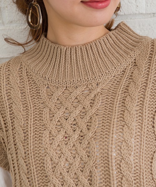 SpRay（スプレイ）の「ケーブルハイネックベスト（ベスト・レディース・アイボリー/ブラック/ピンク/ブラウン/ダークベージュ・FREE）」の19枚目の写真