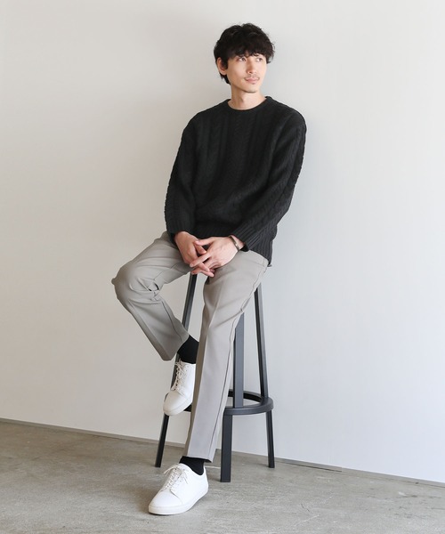 BLACK LABEL ケーブルニット薄手セーター green label relaxing ニット セーター KOKAGE フォルム
