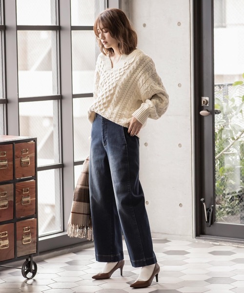 KOBE LETTUCE（コウベレタス）の「裏起毛ハイウエストデニムカーブパンツ（その他パンツ・レディース・ブラック/インディゴブルー/モカ/ホワイト系その他/ワンウォッシュ・M/L/S）」の4枚目の写真