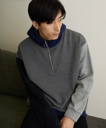 /ISLAND PEAK(アイランドピーク)/パイル裏起毛ハーフZIPハイネックパーカー