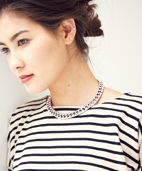 Jewel Changes（ジュエルチェンジズ）の「SACRA/JC BOR P/O 2 / サクラ（Tシャツ/カットソー・レディース・ベージュ/ネイビー・ﾌﾘ-）」の4枚目の写真