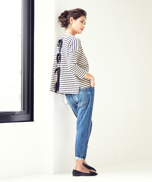 Jewel Changes（ジュエルチェンジズ）の「SACRA/JC BOR P/O 2 / サクラ（Tシャツ/カットソー・レディース・ベージュ/ネイビー・ﾌﾘ-）」の11枚目の写真