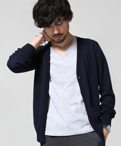 NANO universe（ナノユニバース）の「EXファインメリノカーデ（カーディガン/ボレロ・メンズ・ブラック/トップグレー/グレー系その他/ブルー/ターコイズブルー/ネイビー・SMALL/X-LARGE/MEDIUM/LARGE）」の4枚目の写真