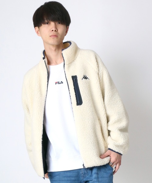 Kappa（カッパ）の「【kappa】シープボア フリース スタンドジャケット（ブルゾン・メンズ・ベージュ/オフホワイト/ライトブラウン/ブラック系その他/グリーン/ベージュ系その他/ブラック/ホワイト系その他・M/L/XL/MEDIUM/SMALL/S/X-LARGE/LARGE）」の18枚目の写真