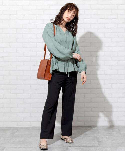 coen(コーエン)の「【WEB限定】センタープレスカラースティックストレッチカラーパンツ#(スラックス・レディース・ブラック/グレー/ベージュ/ケリー/ライラック/イエロー/ライトピンク・SMALL/MEDIUM/LARGE)」の16枚目の写真