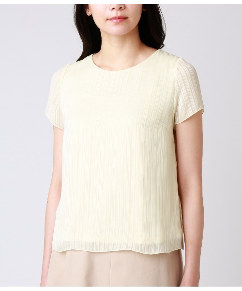 NEWYORKER(ニューヨーカー)の「シャドーストライプ ブラウス見えカットソー(スーツインナー対応)(Tシャツ/カットソー・レディース・ホワイト/サックスブルー/クリーム・M/L)」の11枚目の写真