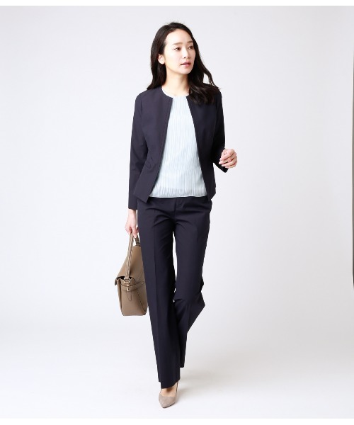 NEWYORKER(ニューヨーカー)の「シャドーストライプ ブラウス見えカットソー(スーツインナー対応)(Tシャツ/カットソー・レディース・ホワイト/サックスブルー/クリーム・M/L)」の18枚目の写真