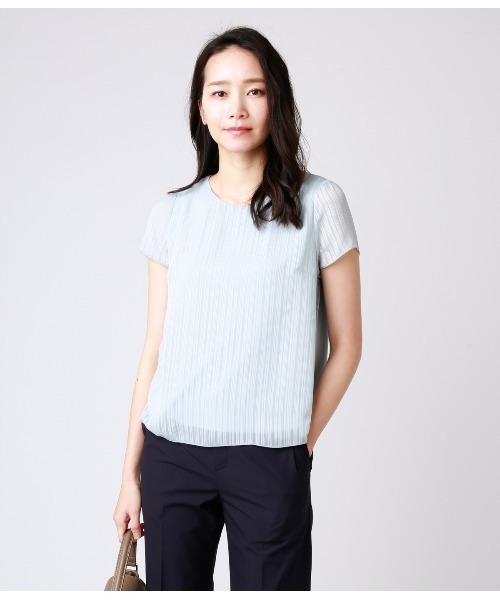 NEWYORKER(ニューヨーカー)の「シャドーストライプ ブラウス見えカットソー(スーツインナー対応)(Tシャツ/カットソー・レディース・ホワイト/サックスブルー/クリーム・M/L)」の22枚目の写真