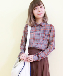 Kastane | 【Kastane】シフォン長袖チェックシャツ(シャツ/ブラウス)