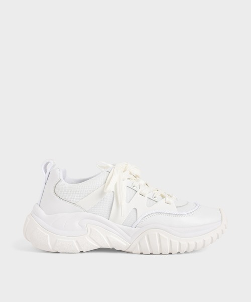 CHARLES & KEITH(チャールズ & キース)の「メッシュ&ネッティング チャンキースニーカー / Mesh & Netting Chunky Sneakers(スニーカー・レディース・アイボリー/シルバー/ホワイト・22.5cm/23cm/23.5cm/24.5cm/25cm/25.5cm)」の2枚目の写真