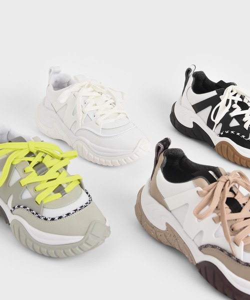 CHARLES & KEITH(チャールズ & キース)の「メッシュ&ネッティング チャンキースニーカー / Mesh & Netting Chunky Sneakers(スニーカー・レディース・アイボリー/シルバー/ホワイト・22.5cm/23cm/23.5cm/24.5cm/25cm/25.5cm)」の6枚目の写真