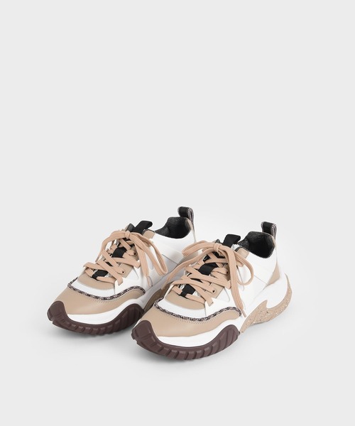 CHARLES & KEITH(チャールズ & キース)の「メッシュ&ネッティング チャンキースニーカー / Mesh & Netting Chunky Sneakers(スニーカー・レディース・アイボリー/シルバー/ホワイト・22.5cm/23cm/23.5cm/24.5cm/25cm/25.5cm)」の8枚目の写真