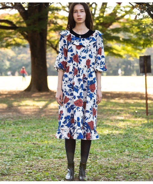 セール コットンシルクシャンタン ラッフルドレス ワンピース Rope ロペ のファッション通販 Zozotown